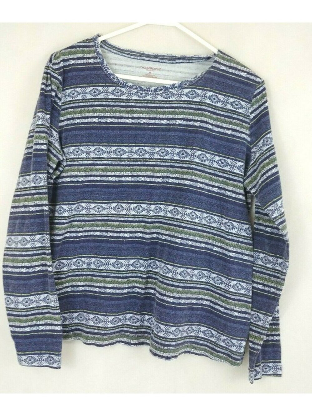 Northcrest Women's Long Sleeve Shirt With Nordic Design Size Medium 100% Cotton